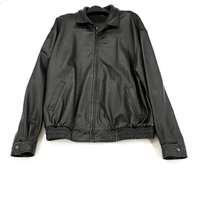 Chaqueta de cuero con cremallera Nordstrom para hombre talla 46 negra ropa exterior clásica - Imagen 1 de 7