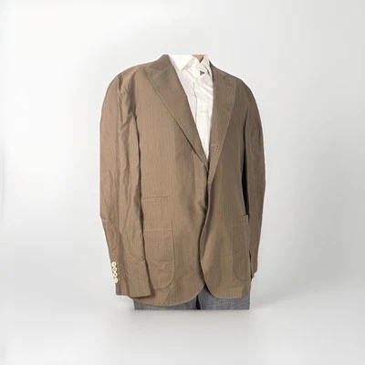 Brunello Cucinelli Brown Herringbone Peak Lapel Sportcoat Blazer Suit 56/46 US - Image 1 of 4