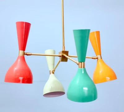 Lámpara de araña Sputnik de latón: accesorio moderno de mediados de siglo de 8 luces regalo de Navidad Foto 1 de 4