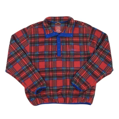 L.L.Bean красный клетку флис пуловер толстовка унисекс мужской L женщин XL - Изображение 1 из 4