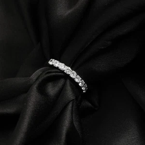 1Ct I-J SI Natural Diamond Half Eternity Band Ring For Engagement 14k White Gold - Picture 1 of 8