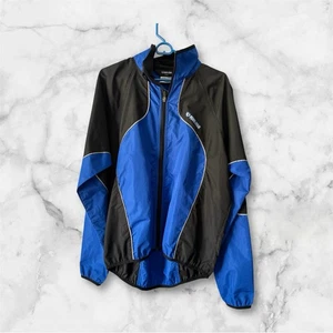Pearl Izumi Cycling Jacket XL Blue Black Windbreaker Fleece Lined Reflective - Picture 1 of 2