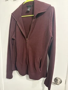 Ninety Burgunder Acryl Pullover Hoodie, Vintage, Reißverschluss - Bild 1 von 14