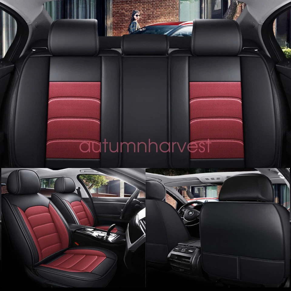 5-Seats Car Seat Covers PU Leather Front Rear Cushion Full Set For Mercedes-Benz Foto 1 de 4