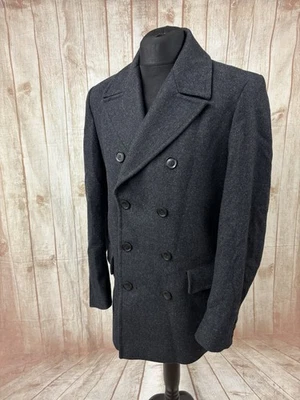 M&S Autograph Mens Large Double Breasted Winter Over Coat Jacket Military Wool - Image 1 of 4
