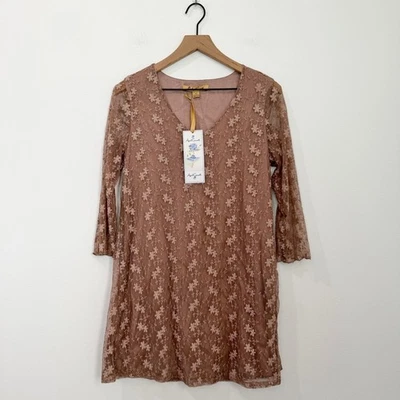 NWT April Cornell Prism Tunic XS Brown Floral Lace Embroidered Cottagecore - Image 1 of 4