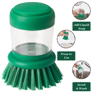 Kitchen Liquid Soap Dispenser Scrubber Brush Wash Pot Dish Brush Clean Utensil - Picture 1 of 8