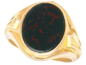 2.42ct Bloodstone and 14ct Yellow Gold Signet Ring - Antique Circa 1890 - Picture 1 of 12