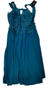 APART Cocktailkleid aus Chiffon Mesh und Spitze 40 EU Petrol 21938 - Bild 1 von 6