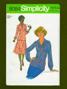 Vintage Pullover Top & Skirt Sewing Pattern ~ UNCUT (Size 16) Simplicity 8084 - Picture 1 of 4