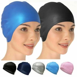 Silicone Swimming Cap Long Hair Large For Men Ladies Women Hat - Picture 1 of 17