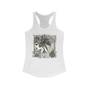 Stylish Boho Vintage Unique Graphic Racerback Tank Summer Top Yoga Workout Shirt - Picture 1 of 21