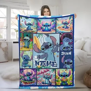 Disney Blanket,Custom Blanket,Custom Name Stitch,Halloween Gift,Disney Trip Blan - Picture 1 of 3