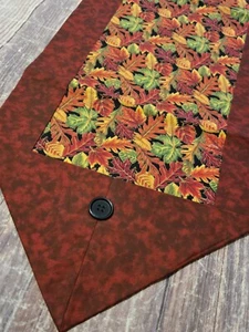 Handmade Cotton Table Runner Rustic Farmhouse Leaf Print - Picture 1 of 4