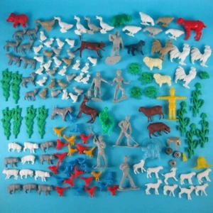 Vintage Plastic Farm Animals Mix Lot~Cows Ducks Sheep Goats Birds Marx? 1960-70s - Picture 1 of 12