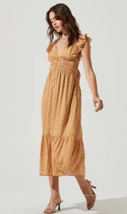 ASTR the Label Montreal Dress Large Orange Floral Multi New Without Tags - Picture 1 of 8