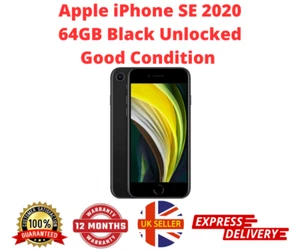 Apple iPhone SE 2020 2nd Gen Black 64GB UNLOCKED Smartphone 1 Year Warranty - Afbeelding 1 van 5