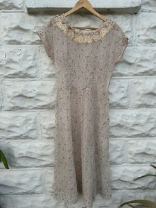 Vintage 1940’s Dress Women’s Pink Floral Aline Short Sleeve Casual - Picture 1 of 18