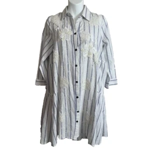 Lola Casademunt Button Up Shirt Dress Blue White Striped High Low Sz S - Picture 1 of 8