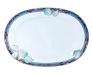 Graf Von Henneberg 7777 HEP98 Pink Teal Leaves 13" Serving Platter - Picture 1 of 8