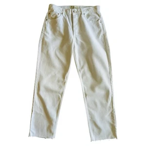 TRIARCHY High Waist Button Fly Mom Fit White Jeans Size 28 NWT $298 Raw Hem - Picture 1 of 7