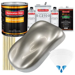 Pewter Silver Metallic Urethane Basecoat Paint Gallon Kit & European Clear Coat - Picture 1 of 2
