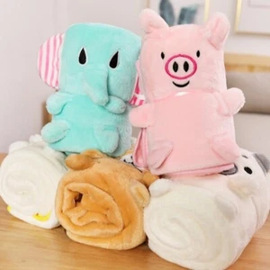 Coral Velvet Air Conditioning Blanket Dual-use Car Roll Blanket Four Season - Picture 1 of 24