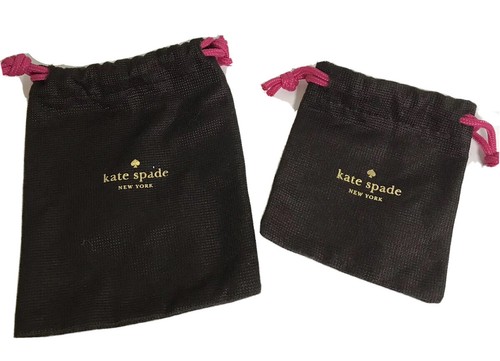 2 sacchetti gioielli Kate Spade bigiotteria marrone rosa cravatte con coulisse usate delicatamente
