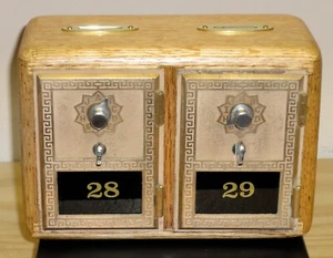 U S Post Office Box Door Coin Bank With Double Doors-Size 1 Grecians-Oak - Picture 1 of 5