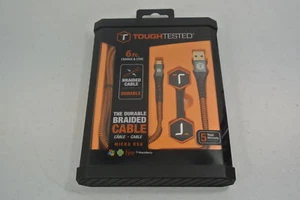TOUGH TESTED 6 Feet Charging Cable NEW For Micro USB Devices Samsung Android - Picture 1 of 1