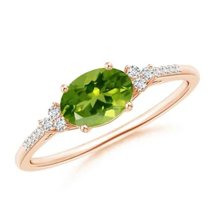 925 Silver Peridot Gemstone Daughter August Boho Full Eternity Prong Ring Size 7 - Picture 1 of 7