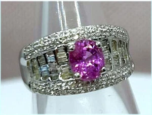 Anello In Zaffiro E Diamante Da 2,0 Carati In Oro Bianco 18k - Foto 1 di 13