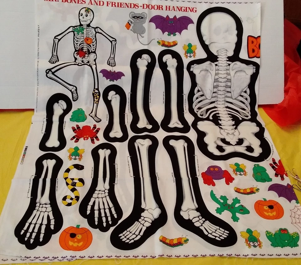 Fabric Mr. Bones Friends Door Hanging Halloween Pattern Fabric Glow-In-the-Dark - Image 1 of 4