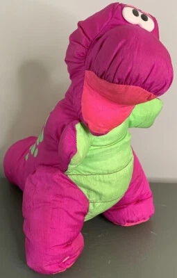 Fisher Price Barney el dinosaurio púrpura 12” Puffalump felpa chirridos vintage 1992 Foto 1 de 4