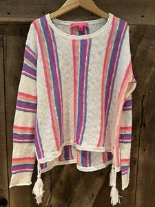 Lilly Pulitzer Rozalia Stripe Cotton Sweater Tassels Wms XS - Picture 1 of 9