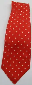 Kiton Napoli red with white polka dots 100% linen mens tie - Picture 1 of 2