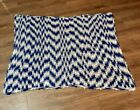 Handmade Crochet Afghan Throw Blanket Blue & White 45" X 43"