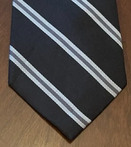 Merona Black Gray Repp 100% Silk Men’a Neck Tie Made In China - Picture 1 of 9