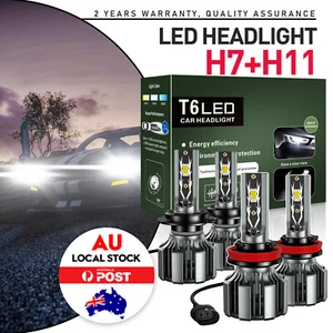 H7 H11 LED Headlight Globes High Low Beam 6000K Fit For Holden Calais 2007-2010 - Picture 1 of 9