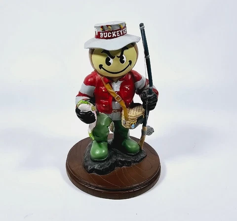 Ohio State Brutus Buckeye Fishing Figurine Buckeyes Mascot 6.5" RARE Cover