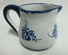 CREAMER WHITE W/COBALT BLUE PRINT MADE IN PORTUGAL SIGNED 2.5