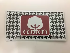 Houndstooth Patten Seal Of Cotton Logo Metal Car Tag License Plate - Alabama Fan - Picture 1 of 2