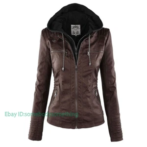 Kunstlederjacke Damen 2022 Mantel Winter Motorradjacke PU Oberbekleidung Mode - Bild 1 von 29