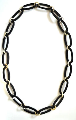 Horn Büffelhorn Halskette Kette Gliederkette natur beige schwarz Hornkette NEU - Bild 1 von 4