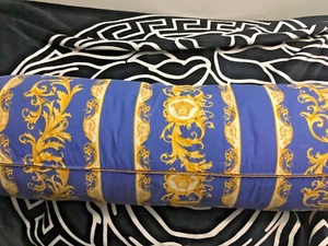 VERSACE PILLOW CUSHION BOLSTER MEDUSA GOLD BLUE KING SALE - Picture 1 of 11
