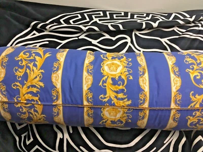 VERSACE Bolster PILLOW MEDUSA GOLD BLUE KING VINTAGE SALE - Image 1 of 4
