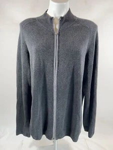 Indigo Palms Pullover Herren Large durchgehender Reißverschluss anthrazit Zopfmuster Strickjacke - Bild 1 von 12