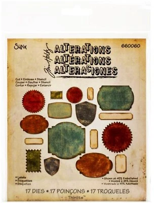 Sizzix Thinlits Labels 17pc #660060 Retail $22.99 by Tim Holtz NIP - Image 1 of 4