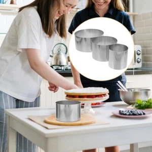 3 Pezzi Mousse Anello Dessert Mousse Stampo, Stampo per Torte Rotondo in Acciaio Inox per - Foto 1 di 12