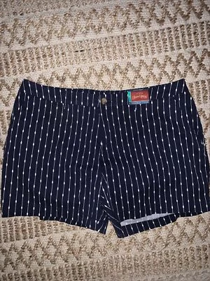 NWT FADED GLORY Navy Blue White Stripe Chino Shorts Size 16 - Image 1 of 4